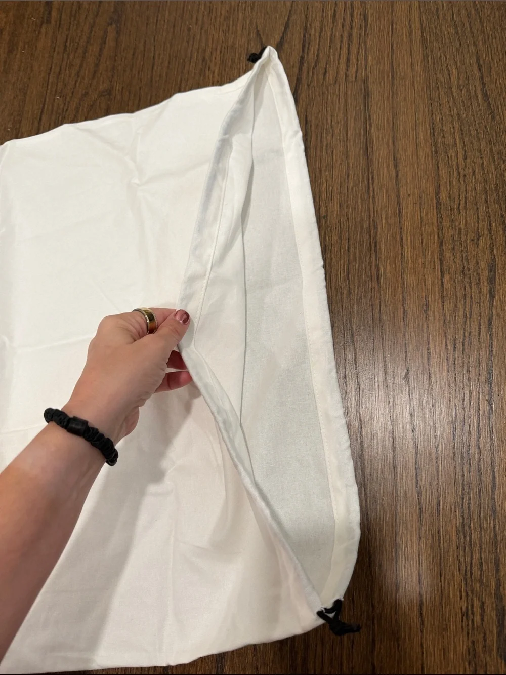 Madewell White Drawstring Storage Bag with Black Logo